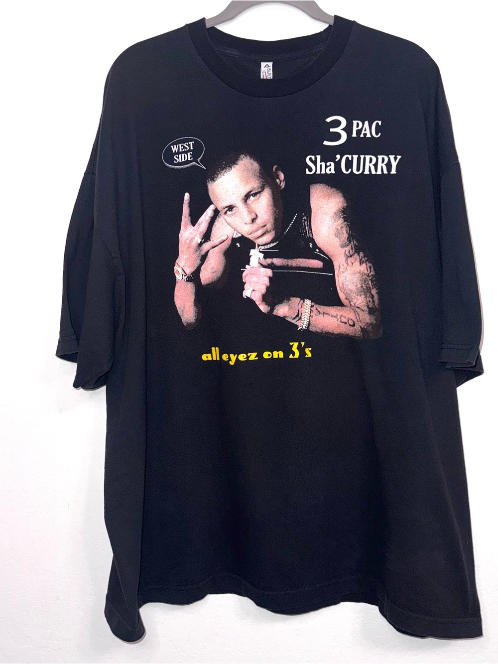 Vintage Rare Golden State Warriors Rap Shirt XL All Eyez on 3’s Curry 2pac
